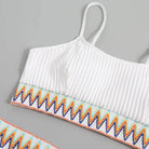 Patchwork Brazilian bikini set in white, perfect for beach days
