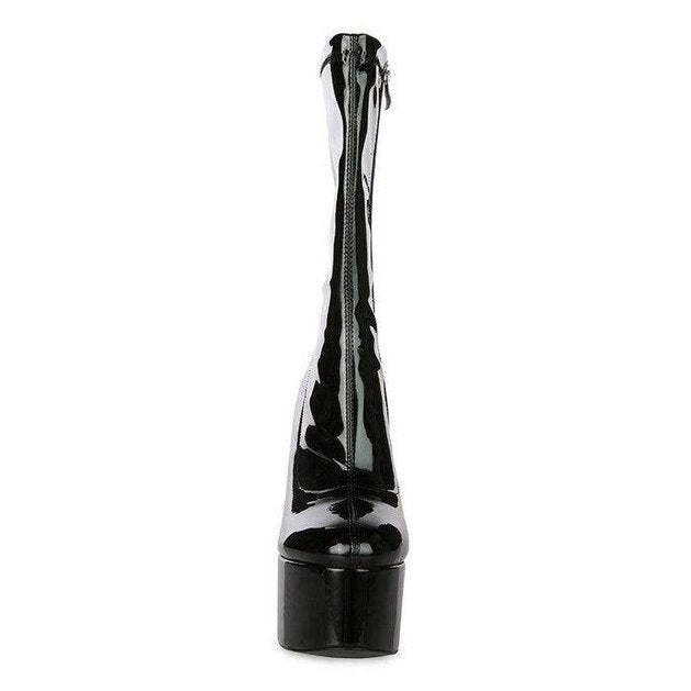 Rag Company patent leather calf boots with a sleek design and high heel for stylish looks