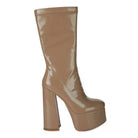 Rag Company patent leather calf boots in beige with a stylish high platform design