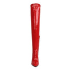 Rag Company red patent thigh high boots with a sleek design and pointed toe for stylish footwear