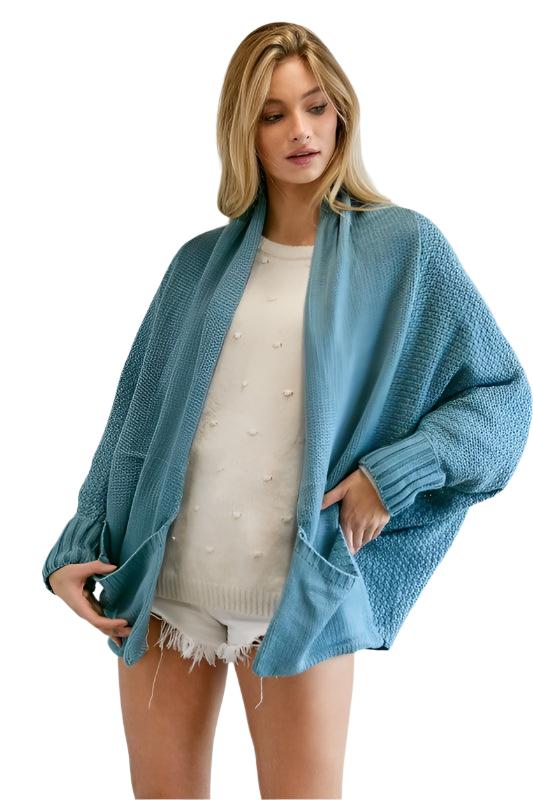 Pattern Knit Dolman Sleeve Solid Slouch Cardigan – VacationGrabs