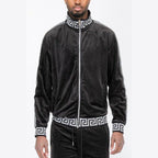 Pattern Trim Velour Track Jackets - VacationGrabs
