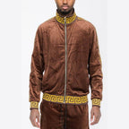 Pattern Trim Velour Track Jackets - VacationGrabs