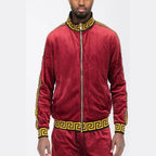 Pattern Trim Velour Track Jackets - VacationGrabs