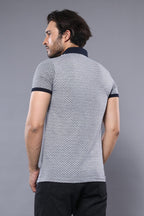 Patterned Grey Men's Polo T-Shirt – side view