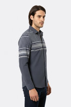 Patterned Navy Blue Men Shirt by Wessi – styled view