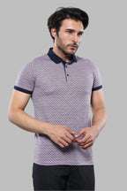 Patterned Pink Polo Men T-Shirt by Wessi – front view