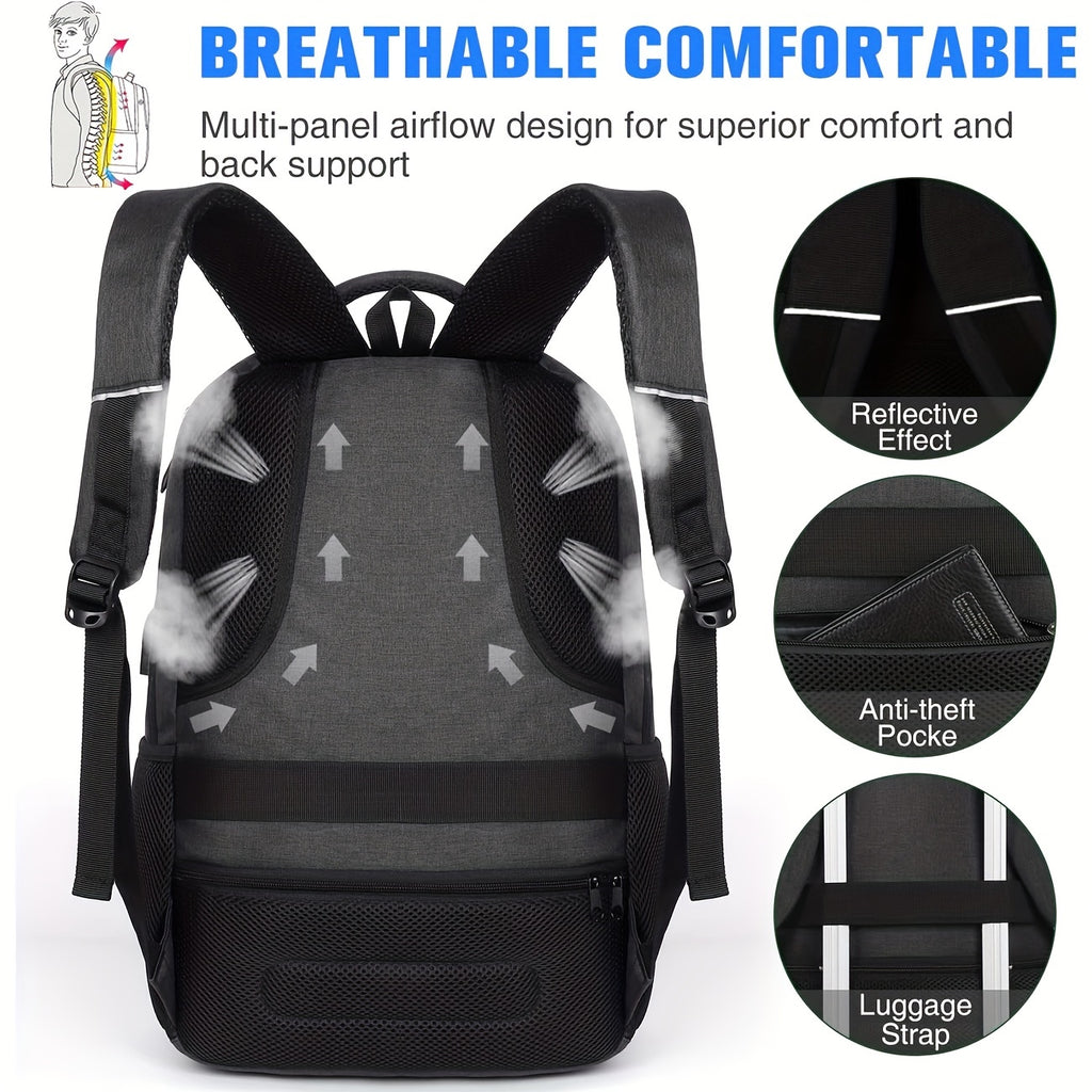 black travel backpacking backpack with breathable comfort and anti-theft pocket
