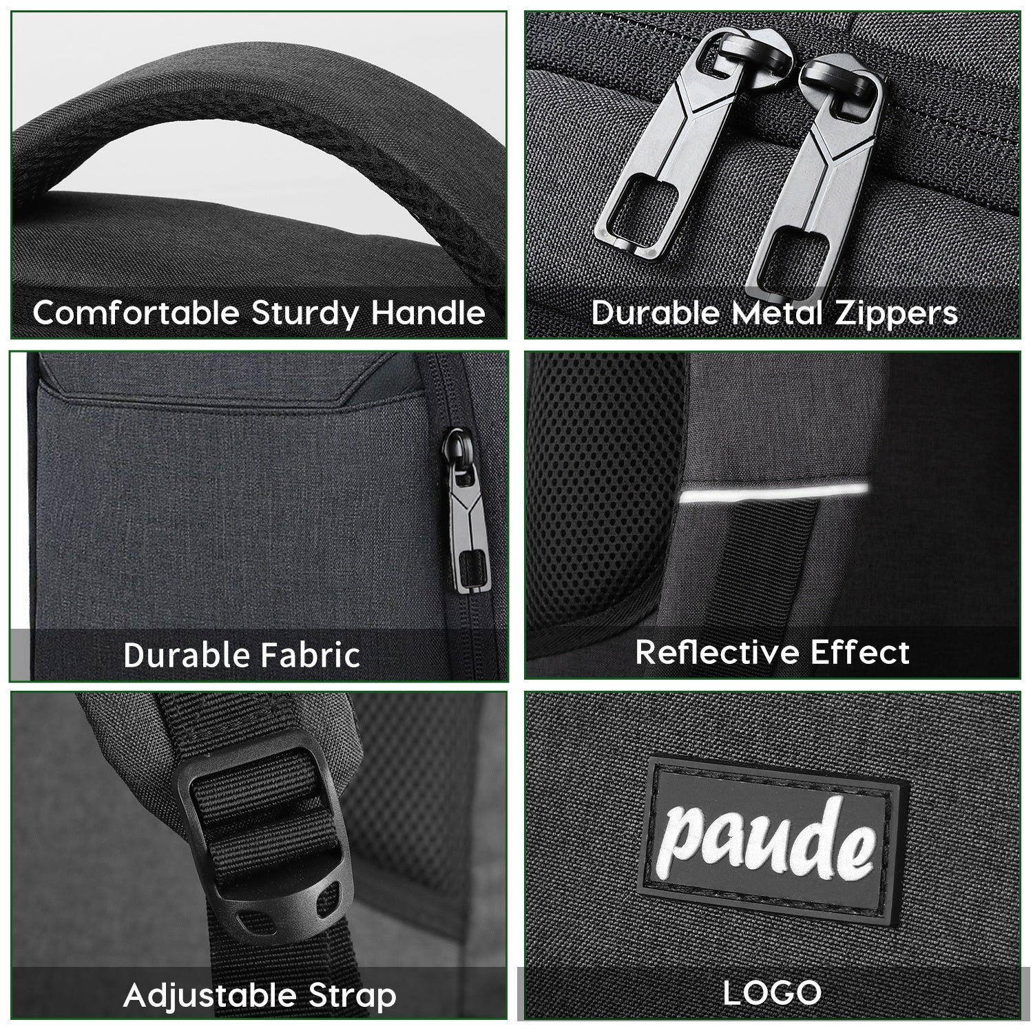 Durable travel backpacking backpack with metal zippers and adjustable strap