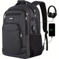 Gray travel backpacking backpack with USB charging port for convenient use