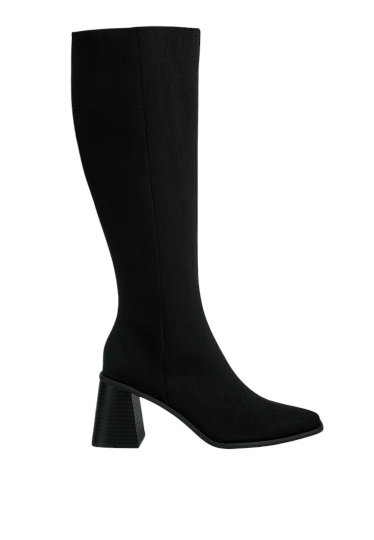 Paytin Faux Leather Block Heel Calf Length Boots