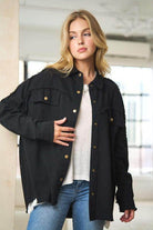 Davi & Dani Women's Peace Symbol Vacation Shirt in Black with Button Front and Casual Fit