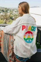 Davi & Dani Women's Peace Symbol Vacation Shirt with Colorful Peace Sign and Rainbow Design