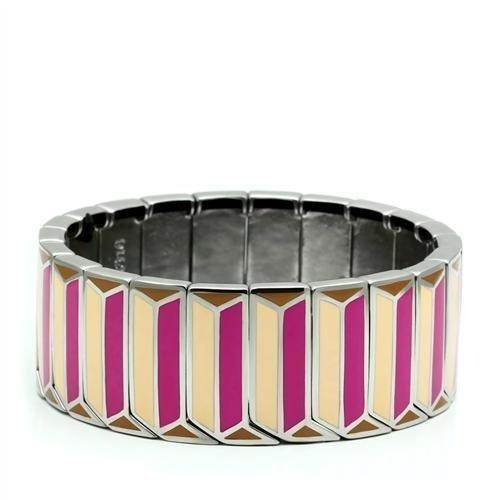 VacationGrabs peach pink stretch bangle bracelet with vibrant geometric designs for stylish accessory wear