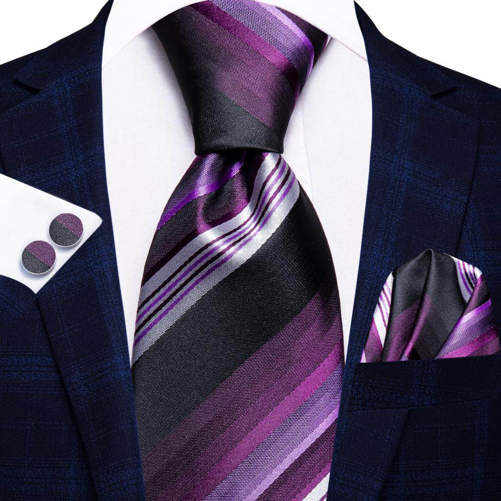 Peacock Blue Silk Wedding Ties Cufflinks Set - VacationGrabs