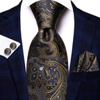 Peacock Blue Silk Wedding Ties Cufflinks Set - VacationGrabs