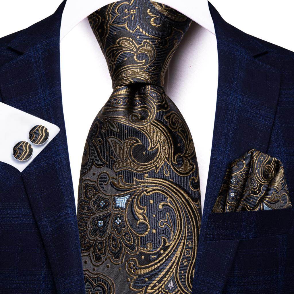 Peacock Blue Silk Wedding Ties Cufflinks Set - VacationGrabs
