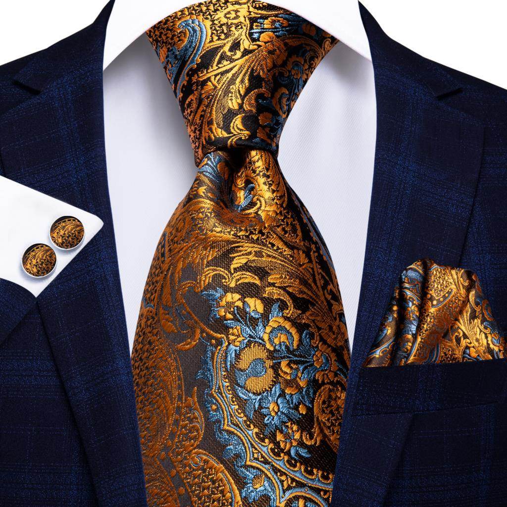Peacock Blue Silk Wedding Ties Cufflinks Set - VacationGrabs