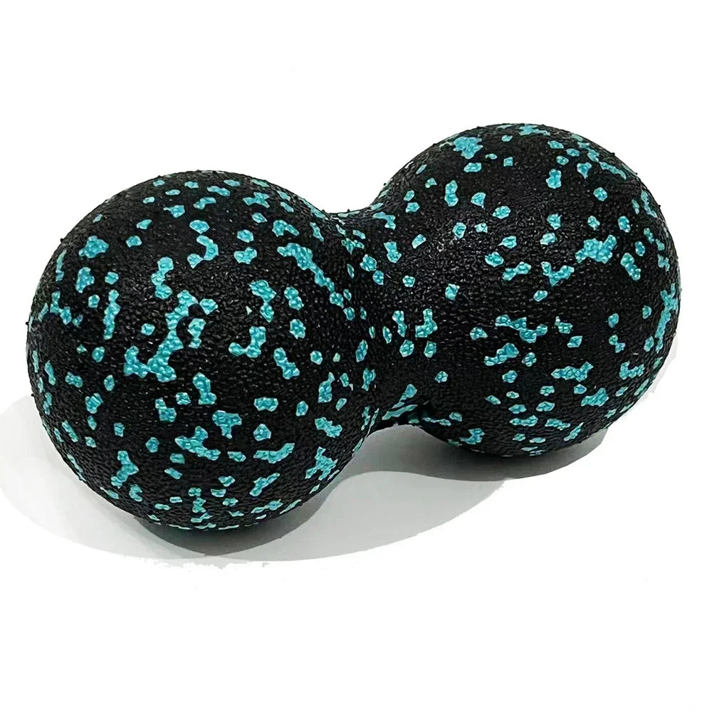 Black peanut massage ball for muscle relaxation with textured surface