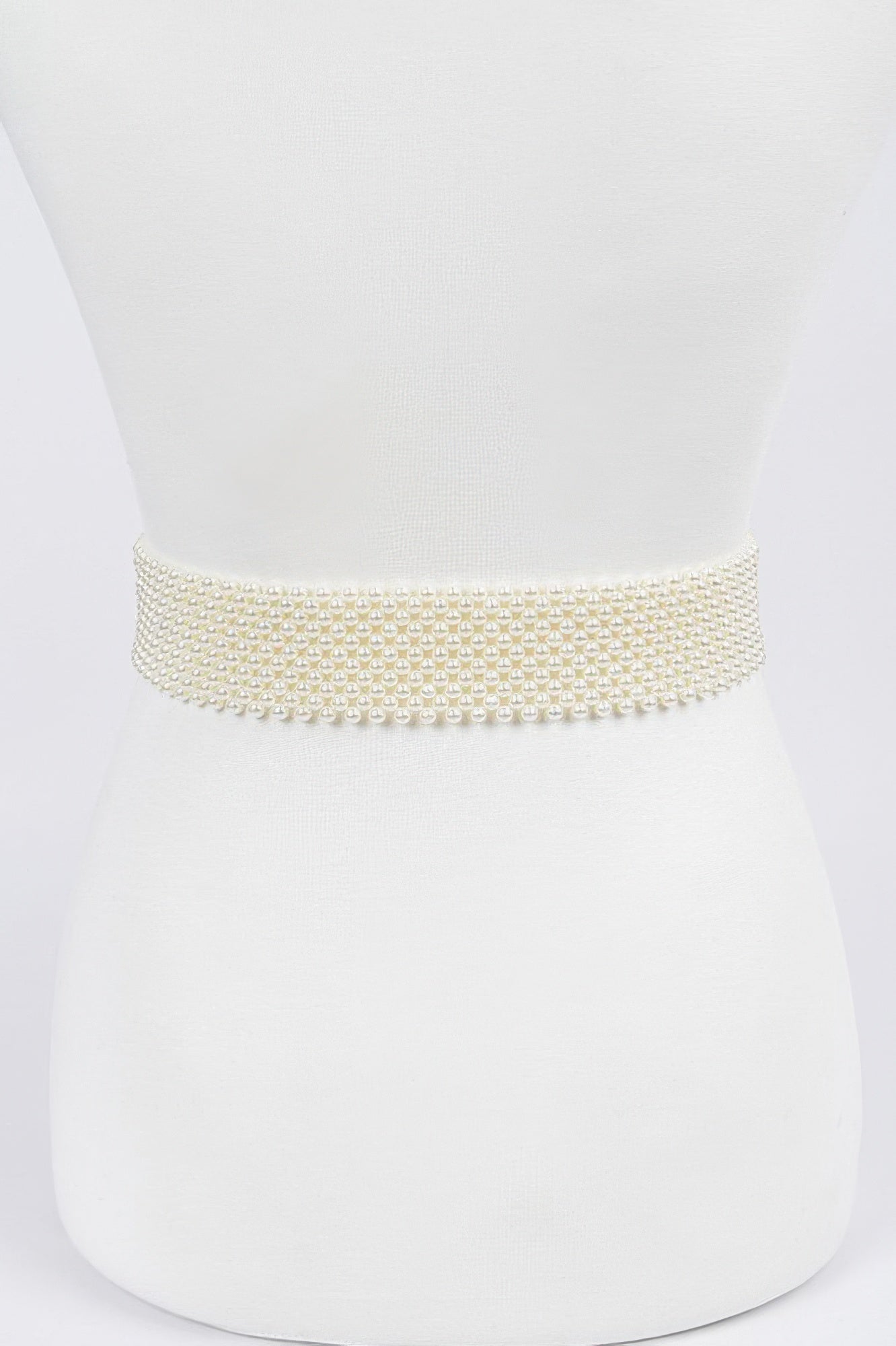 Pearl beaded belt for women in elegant white design, perfect for enhancing outfits