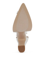 Rag Company pearl detail block heel sandals in white, perfect for formal occasions