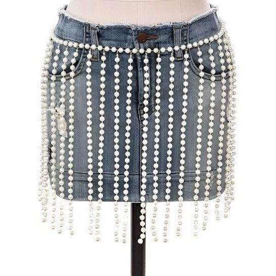 Pearl Drop Statement Curtain Chain Belt - VacationGrabs