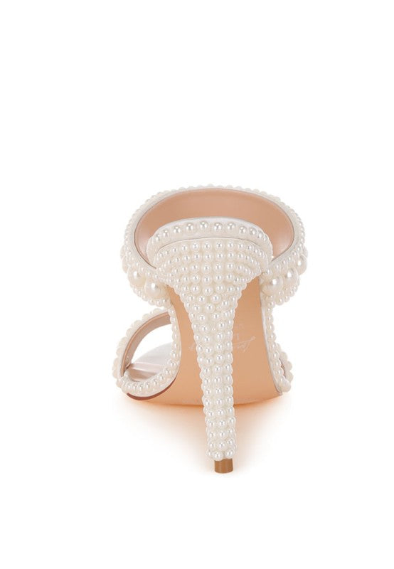 Women's pearl embellished stiletto heels, elegant design for special occasions