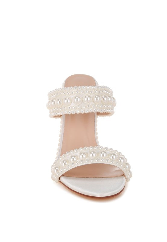 Women's pearl embellished stiletto heels for elegant occasions