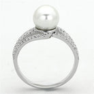 Elegant pearl silver ring for women featuring a large pearl and sparkly accents on the band