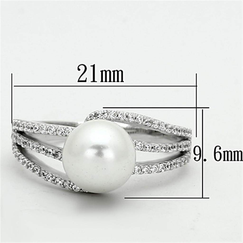 Elegant pearl silver ring for women featuring a central pearl and sparkling accents