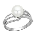 Elegant pearl silver ring for women featuring a large pearl and sparkling accents