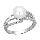 Elegant pearl silver ring for women featuring a large pearl and sparkling accents