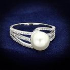 Elegant pearl silver ring for women featuring a large pearl and sparkling accents for a sophisticated look
