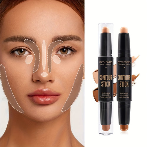 Dual-color contour stick for eyes lips face makeup application