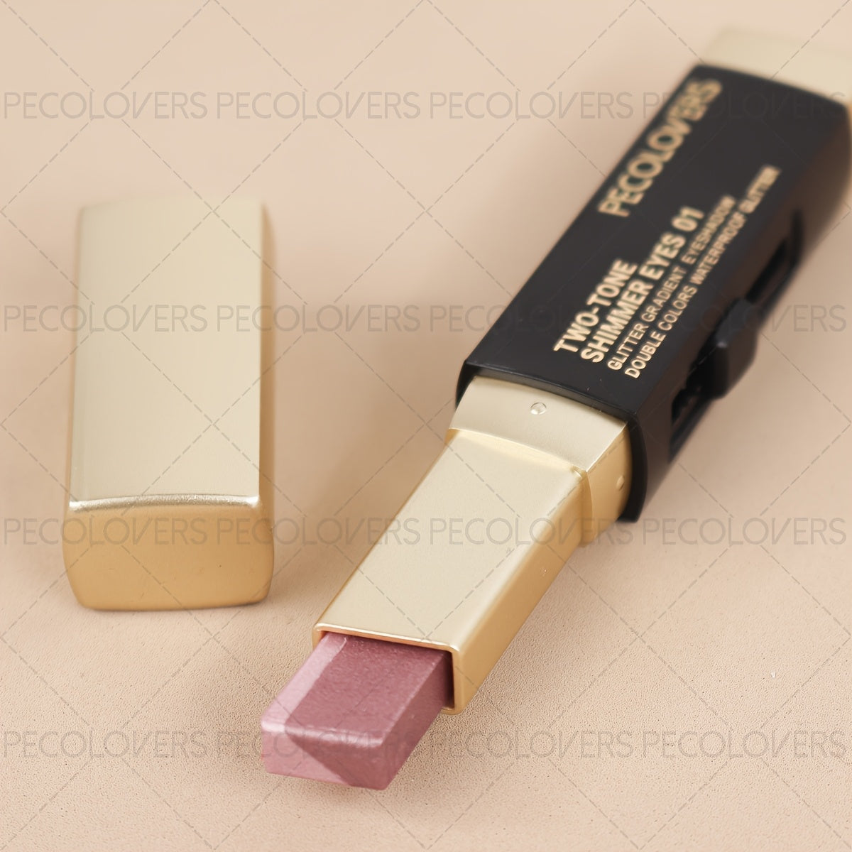 VacationGrabs two-tone eyeshadow in a stick, pink and gold, easy application