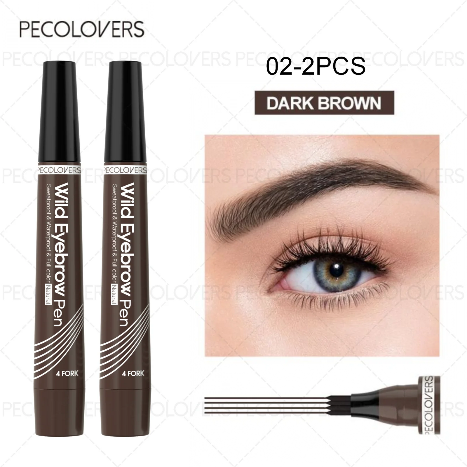 Dark brown waterproof eyebrow pen, perfect for defining brows