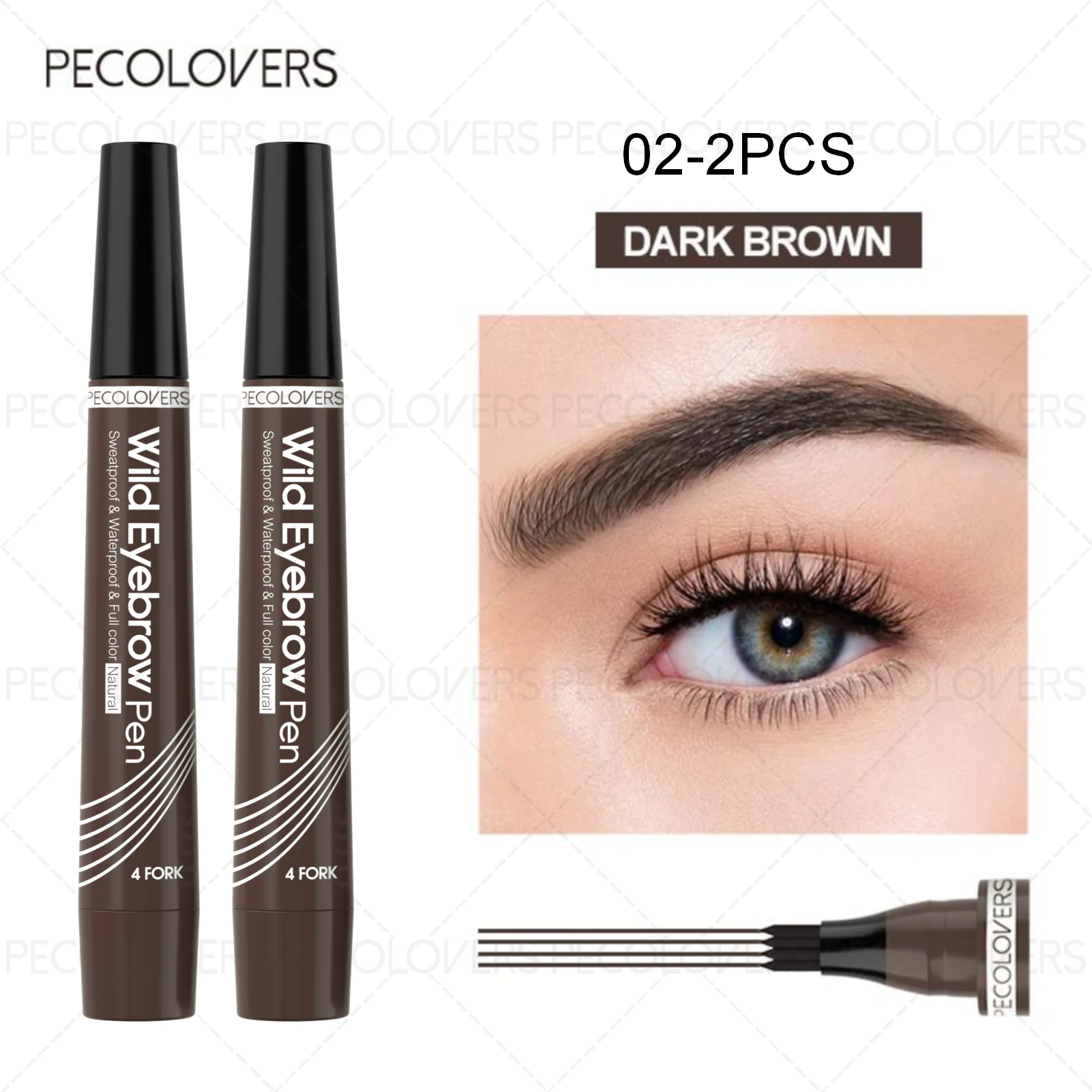 Dark brown waterproof eyebrow pen, perfect for defining brows