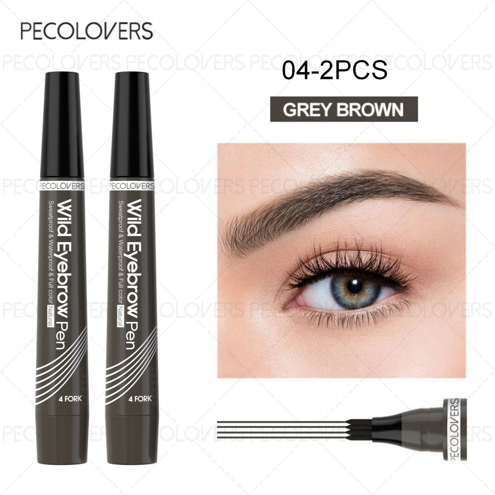 Grey brown waterproof eyebrow pen, ideal for creating defined eyebrows