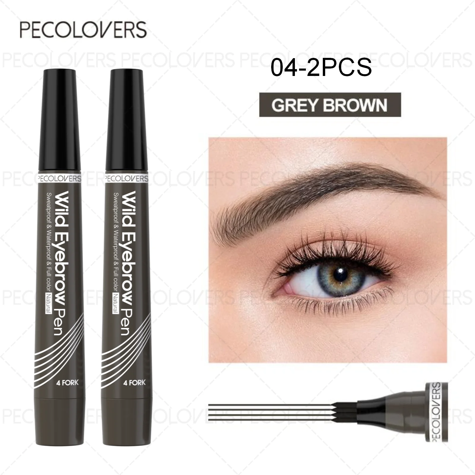 Grey brown waterproof eyebrow pen, ideal for creating defined eyebrows