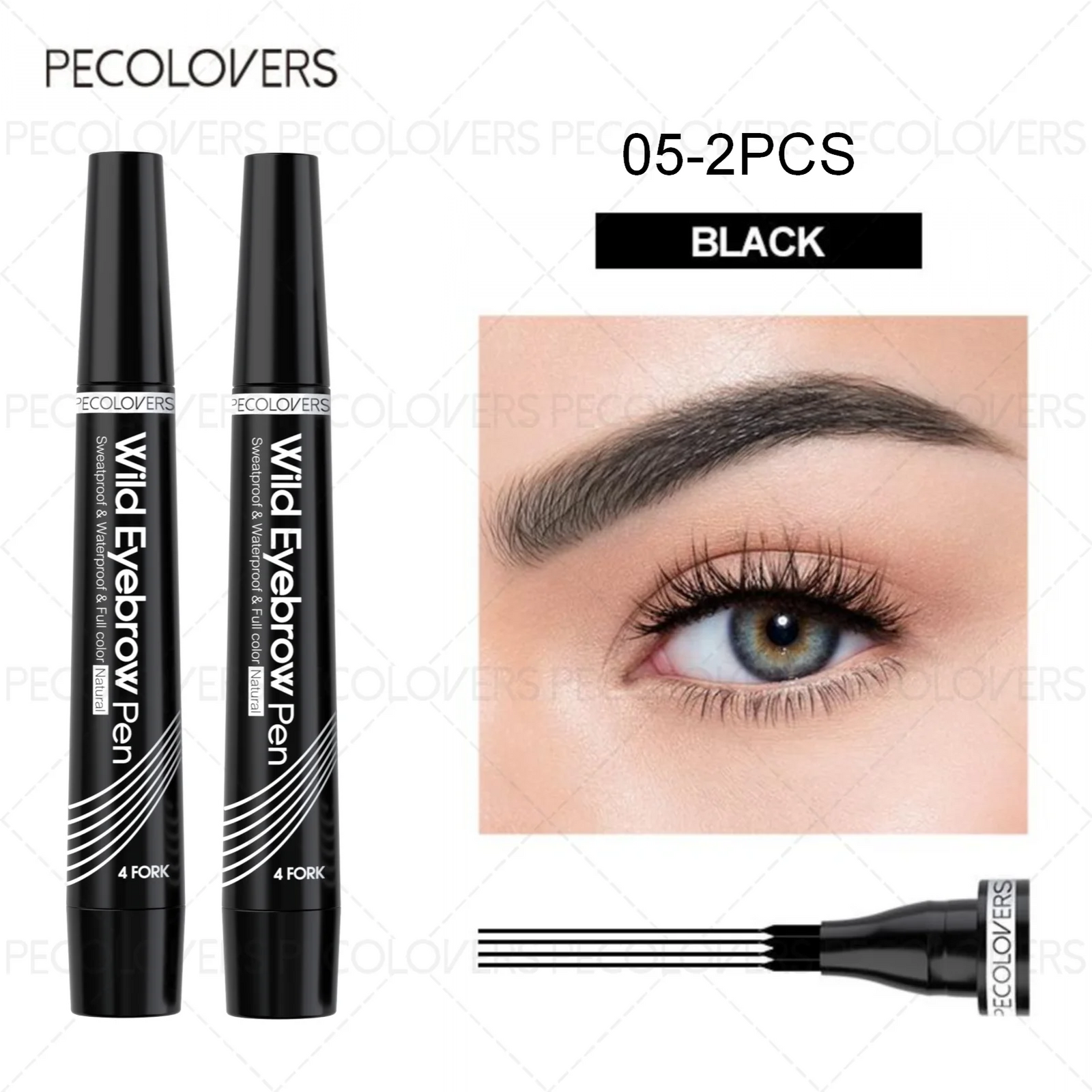 Black waterproof eyebrow pen for long-lasting, precise eyebrow application