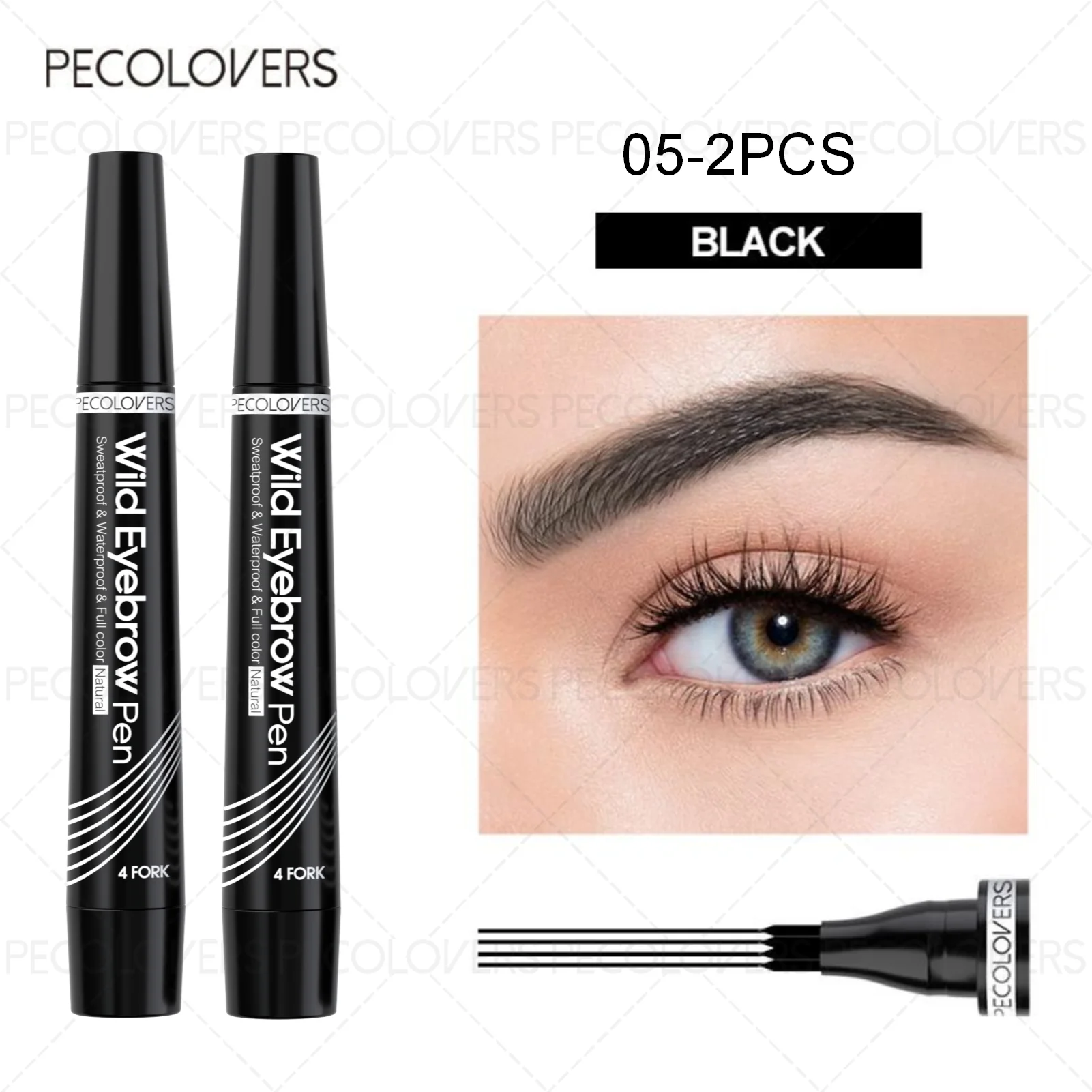 Black waterproof eyebrow pen for long-lasting, precise eyebrow application