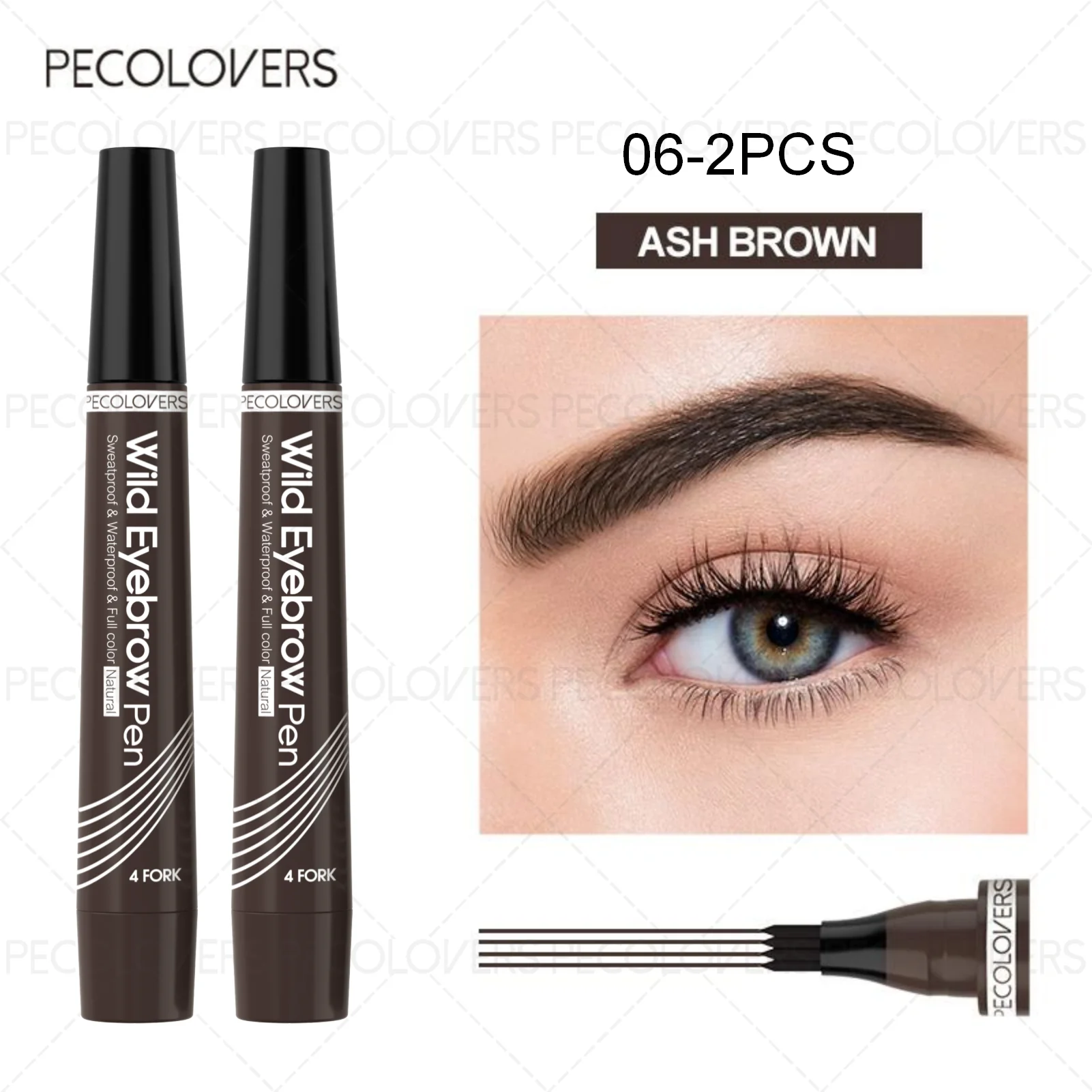 Ash brown waterproof eyebrow pen, perfect for long-lasting eyebrow definition