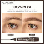 waterproof eyebrow pen with four-pronged head for natural, defined brows