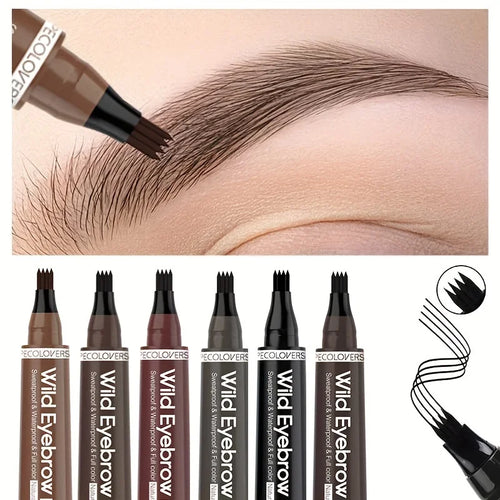 Waterproof eyebrow pen in various shades for long-lasting application