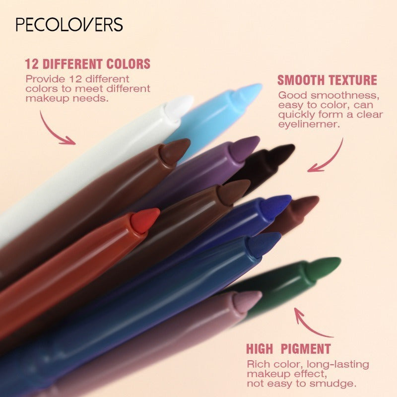 VacationGrabs waterproof eyeliner pencil set in 12 vibrant colors for various looks