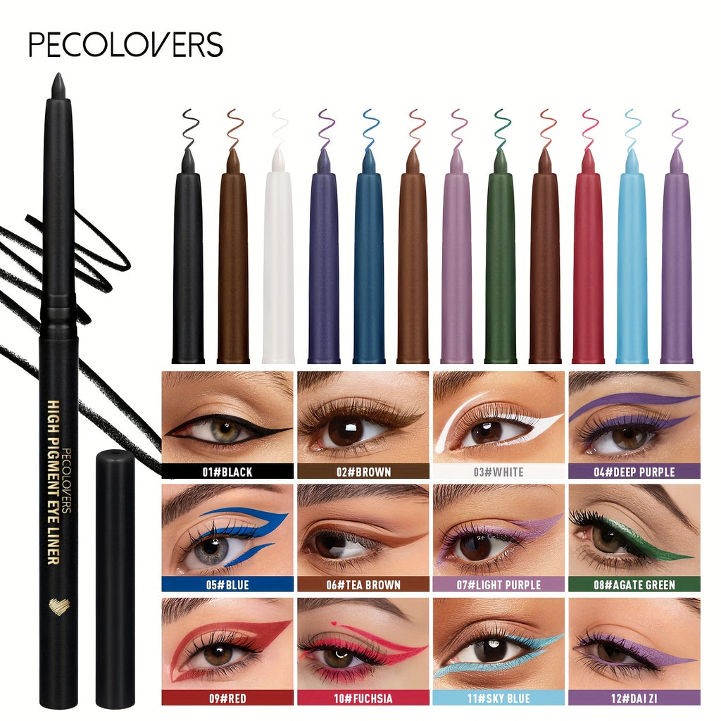 Waterproof eyeliner in various vibrant colors, perfect for bold eye makeup looks