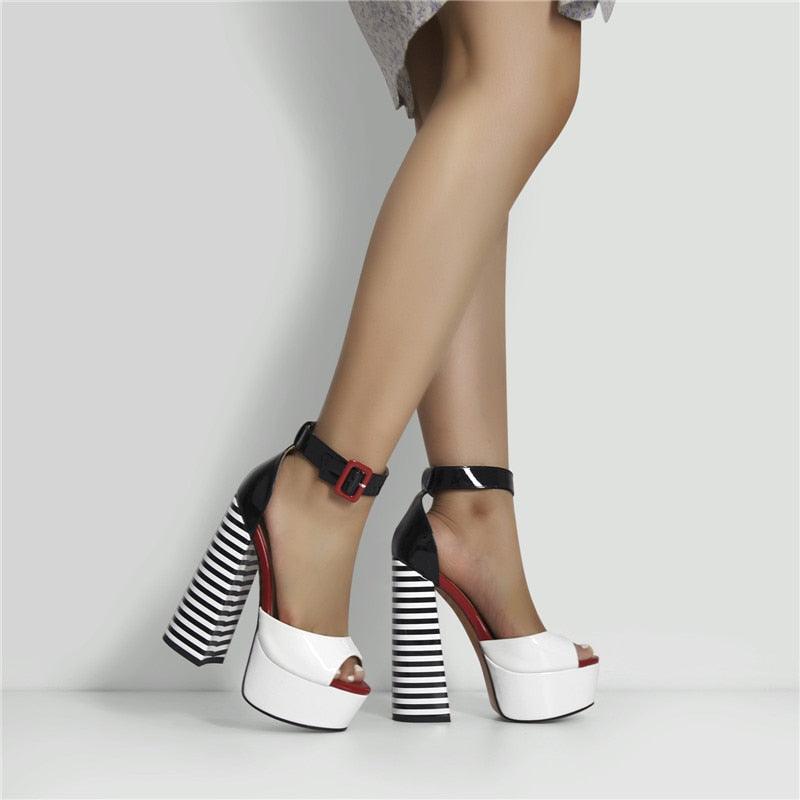Women's Shoes - Heels Peep Toe Chunky Square Heels Ankle Strap Party Fashion Shoes