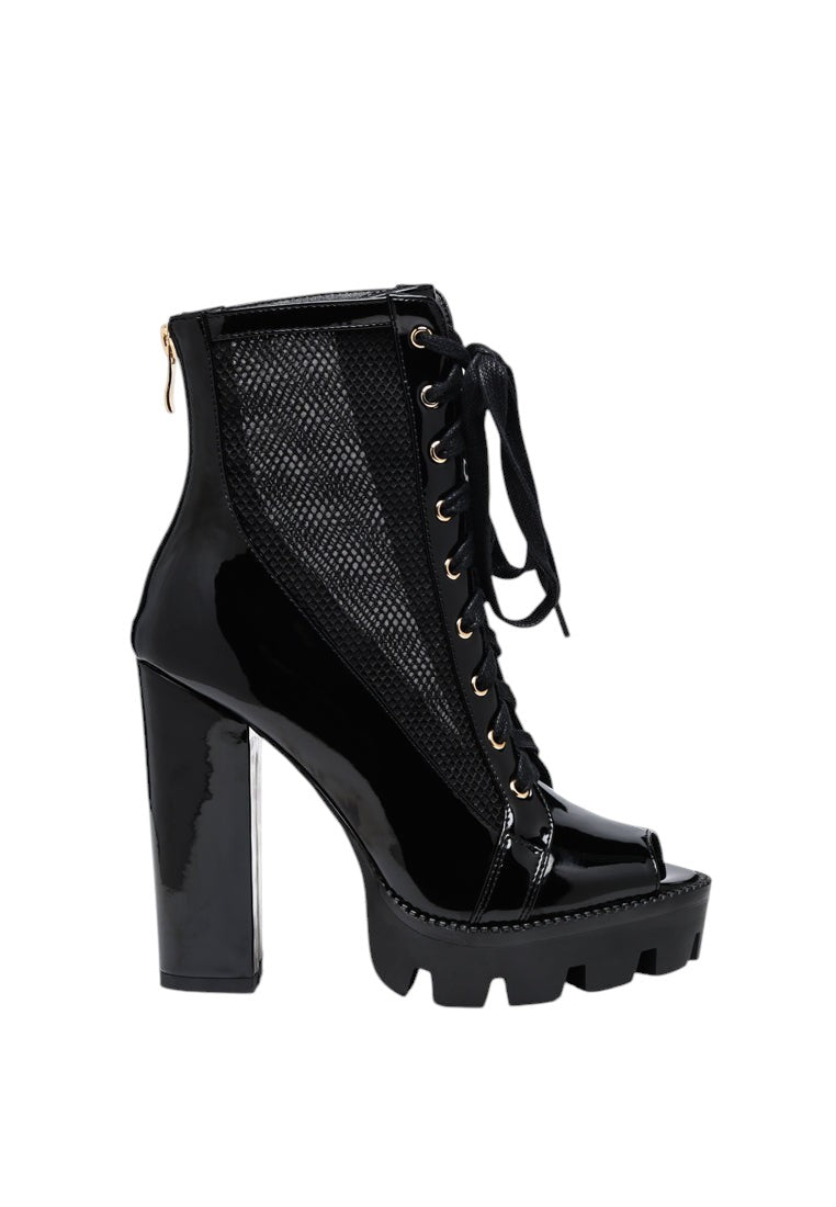 Peepque Peep Toe Lace-Up Booties