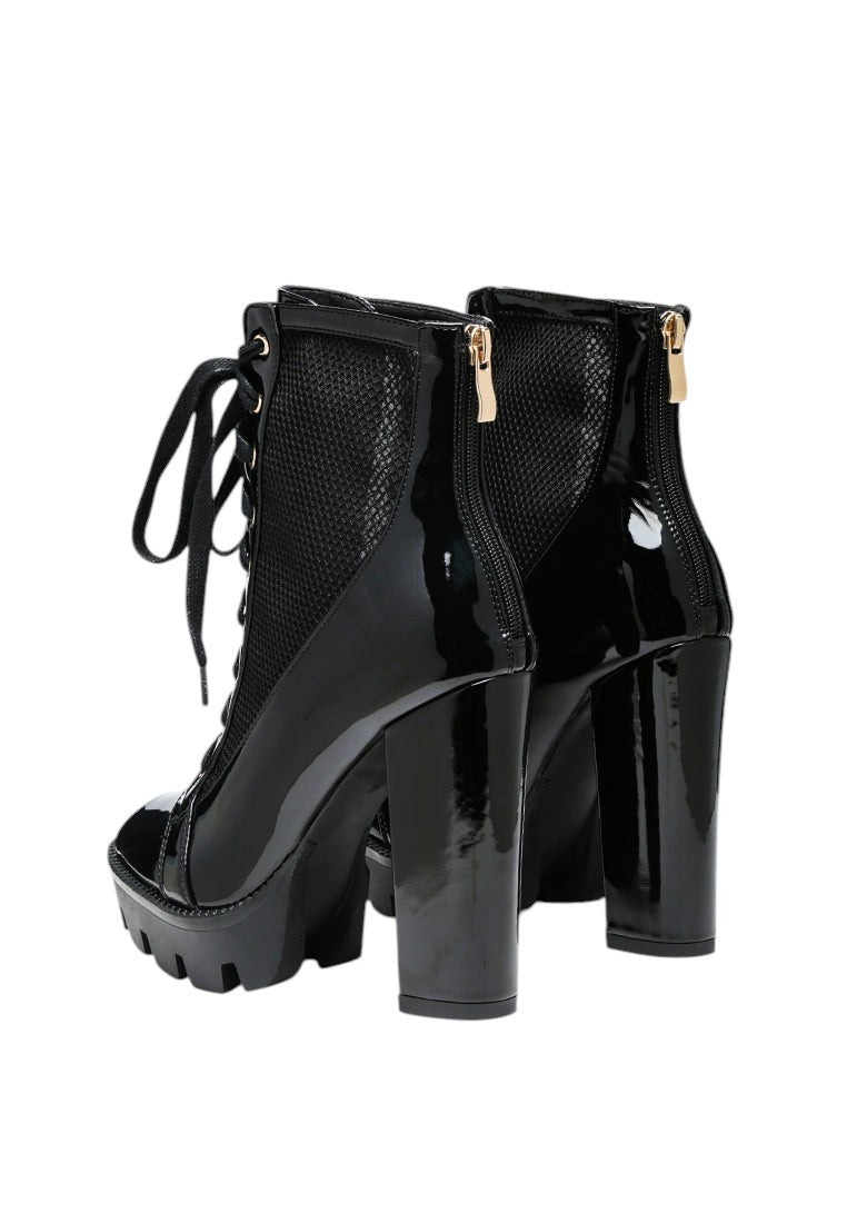 Peepque Peep Toe Lace-Up Booties