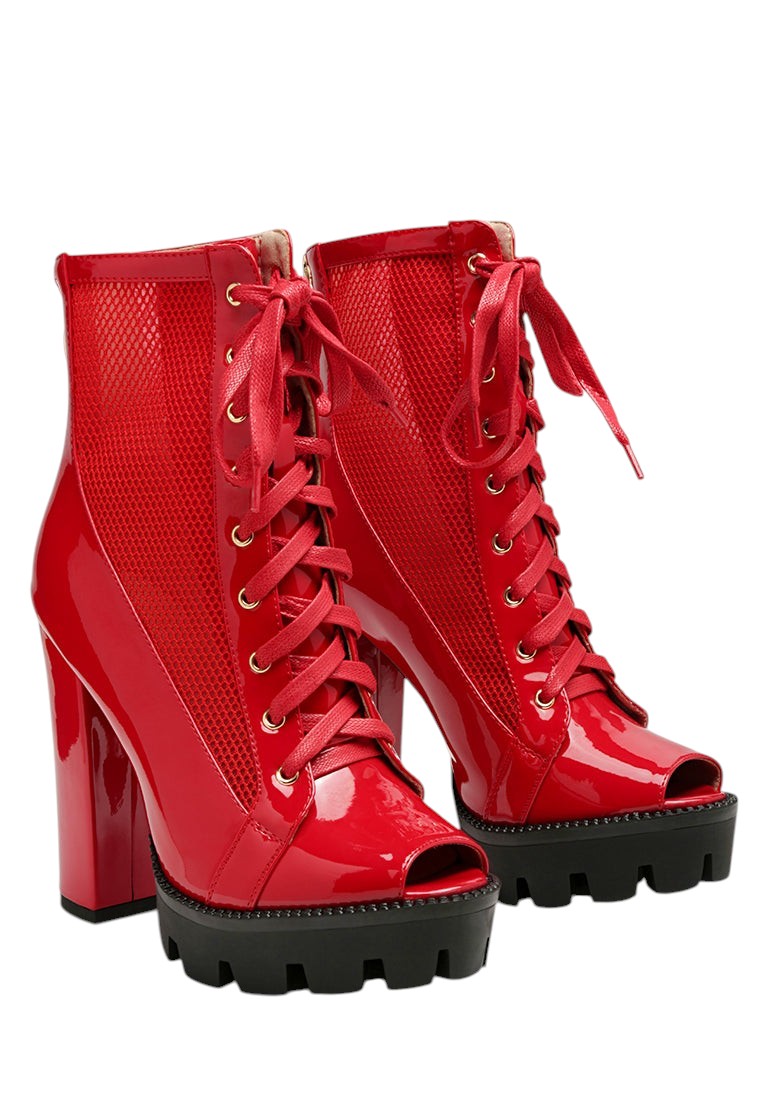 Peepque Peep Toe Lace-Up Booties